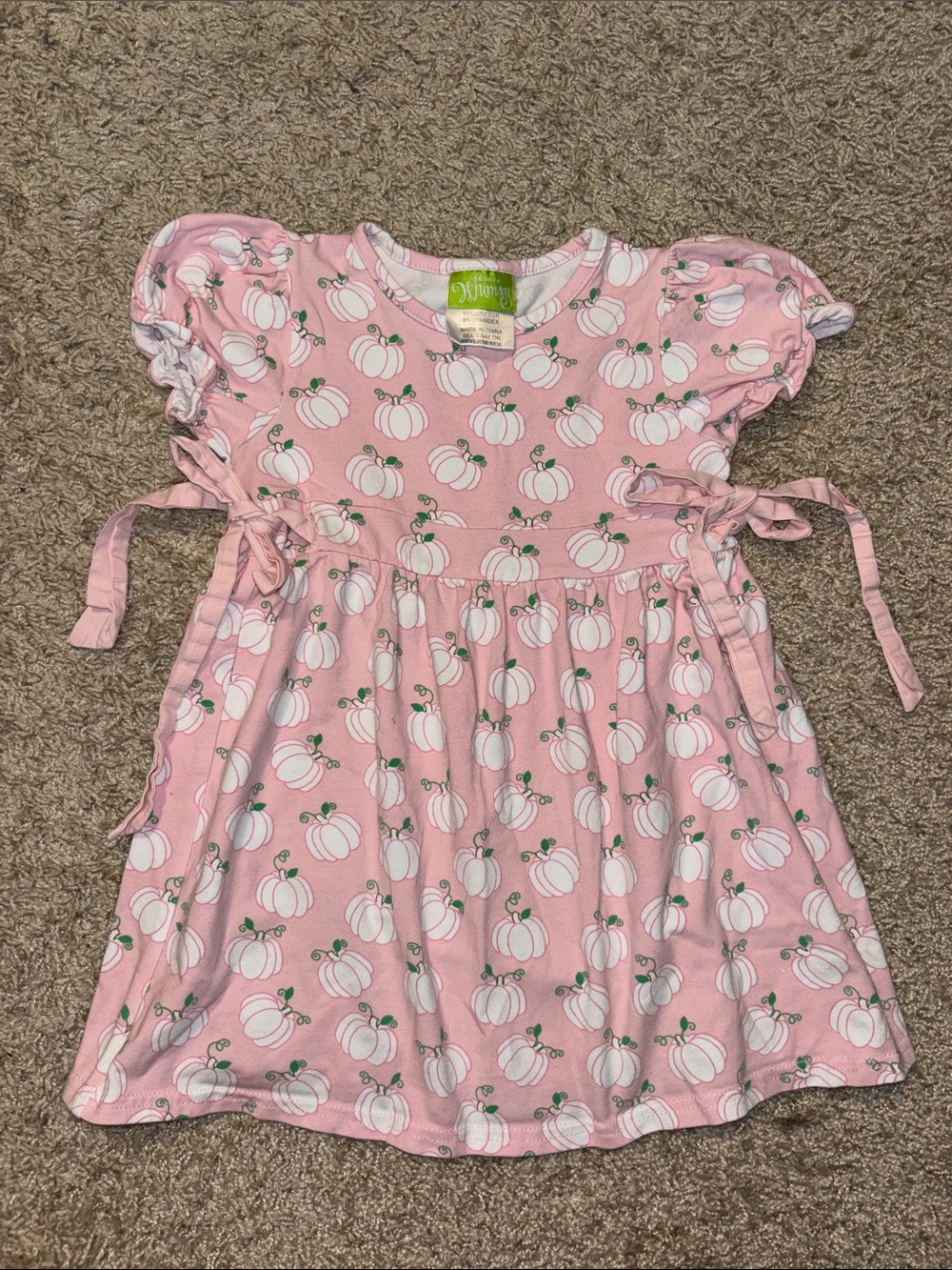 Classic Whimsy Pink Pumpkin Print Toddler Dress 3T
